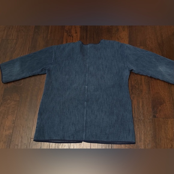 Eileen Fisher Navy Blue Textured Oversized Blazer large Pockets SZ Large NWOT - Picture 3 of 9